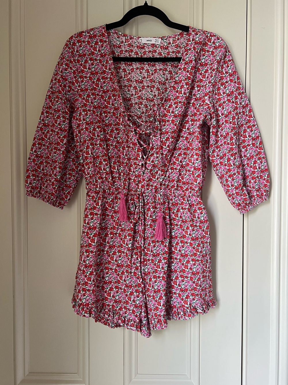 Mango Red and Pink Floral Romper